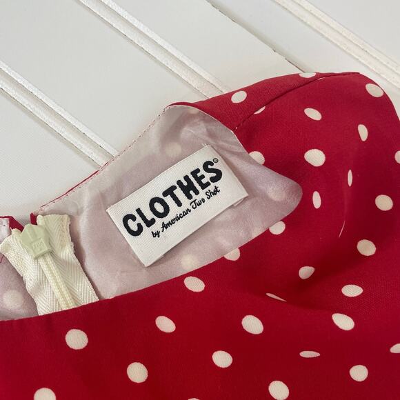 Clothes By American Two Shot Red Polka Dot Lace Up Side Cut Out Dress Size S - Picture 5 of 8